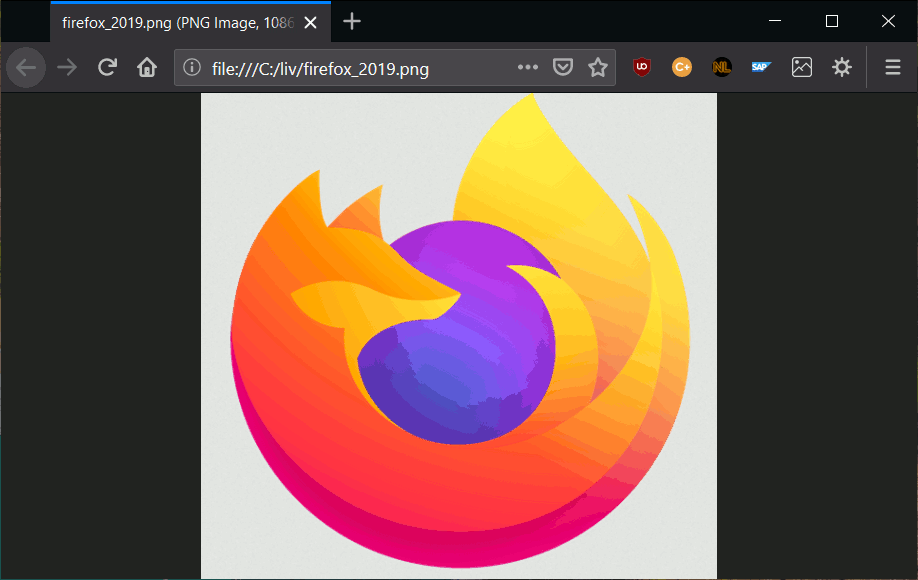 GIF: Navigating four local images in Firefox with arrow keys